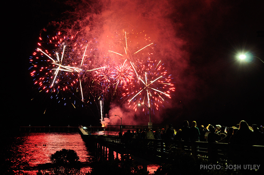 4th of July Fireworks off the OB Pier Ocean Beach San Diego CA