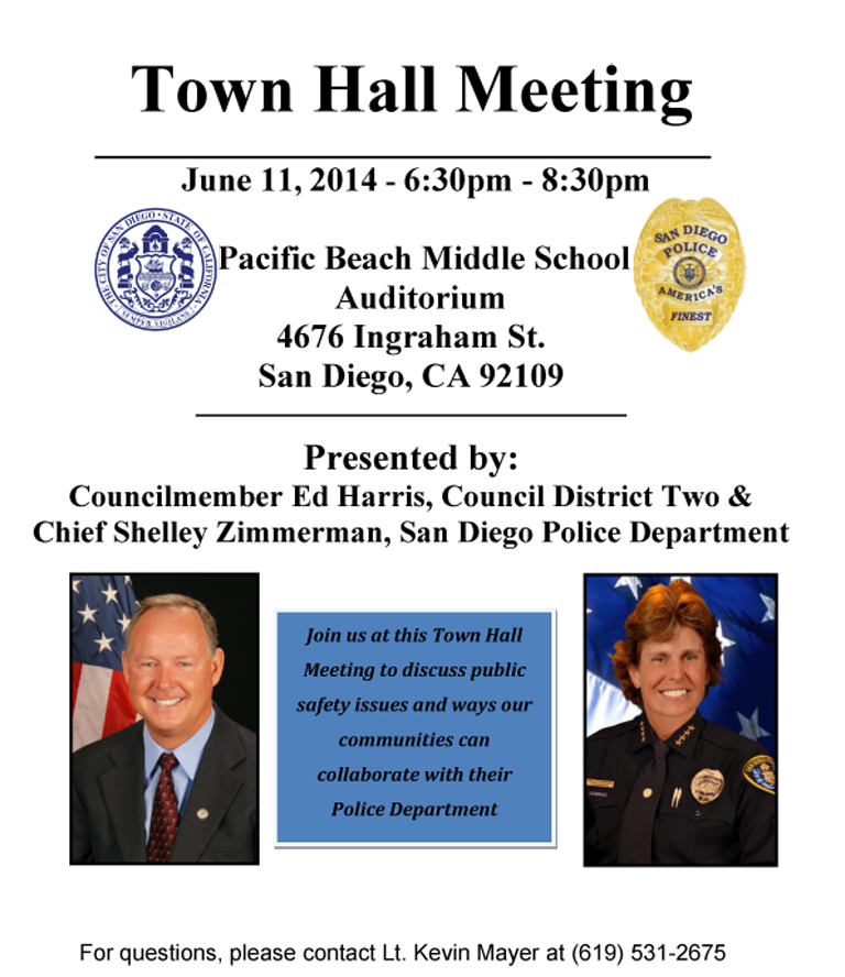 Town Hall Meeting with Ocean Beach's District Two and SDPD Chief Zimmerman