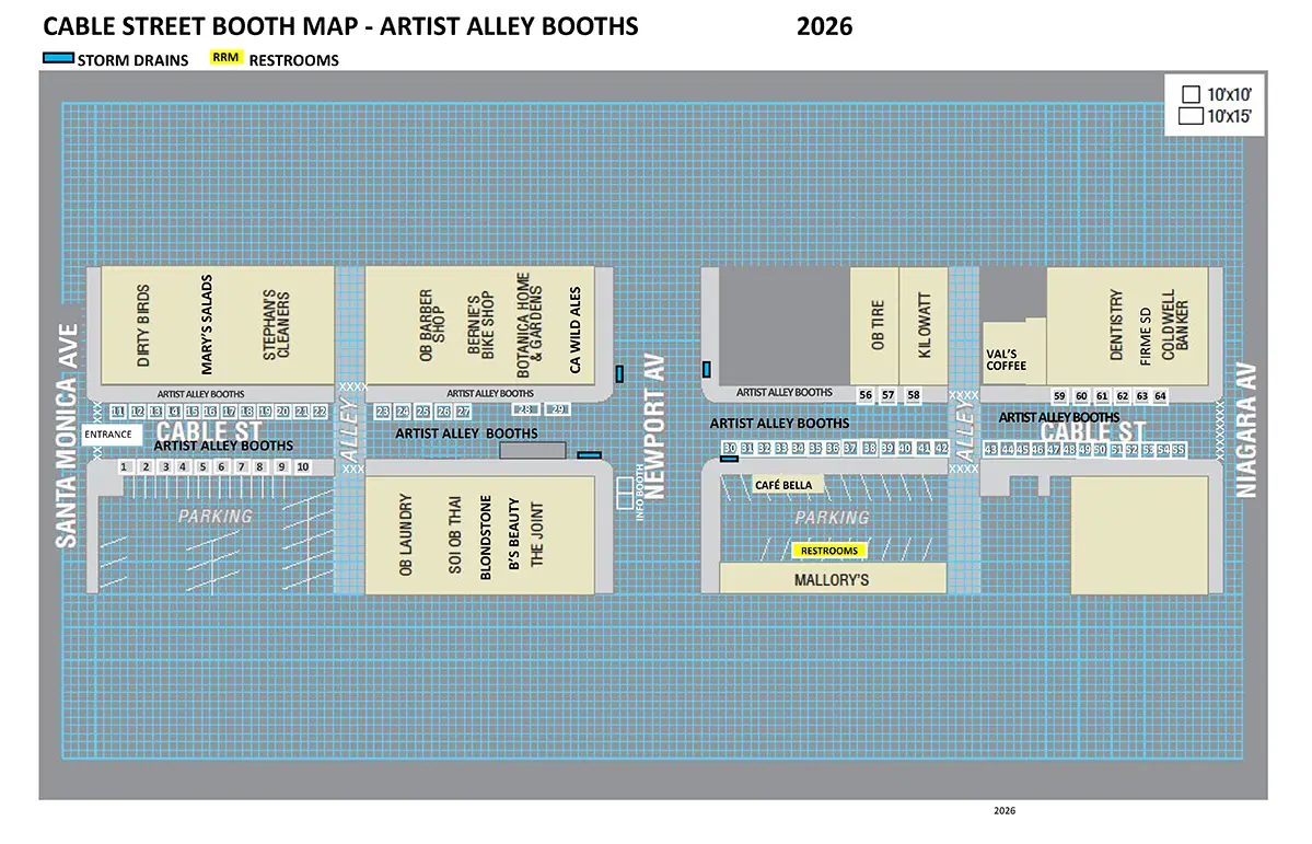 2026 Cable Street Booths and Artists Alley Map Cable Street Booths and Artists Alley Map 2026