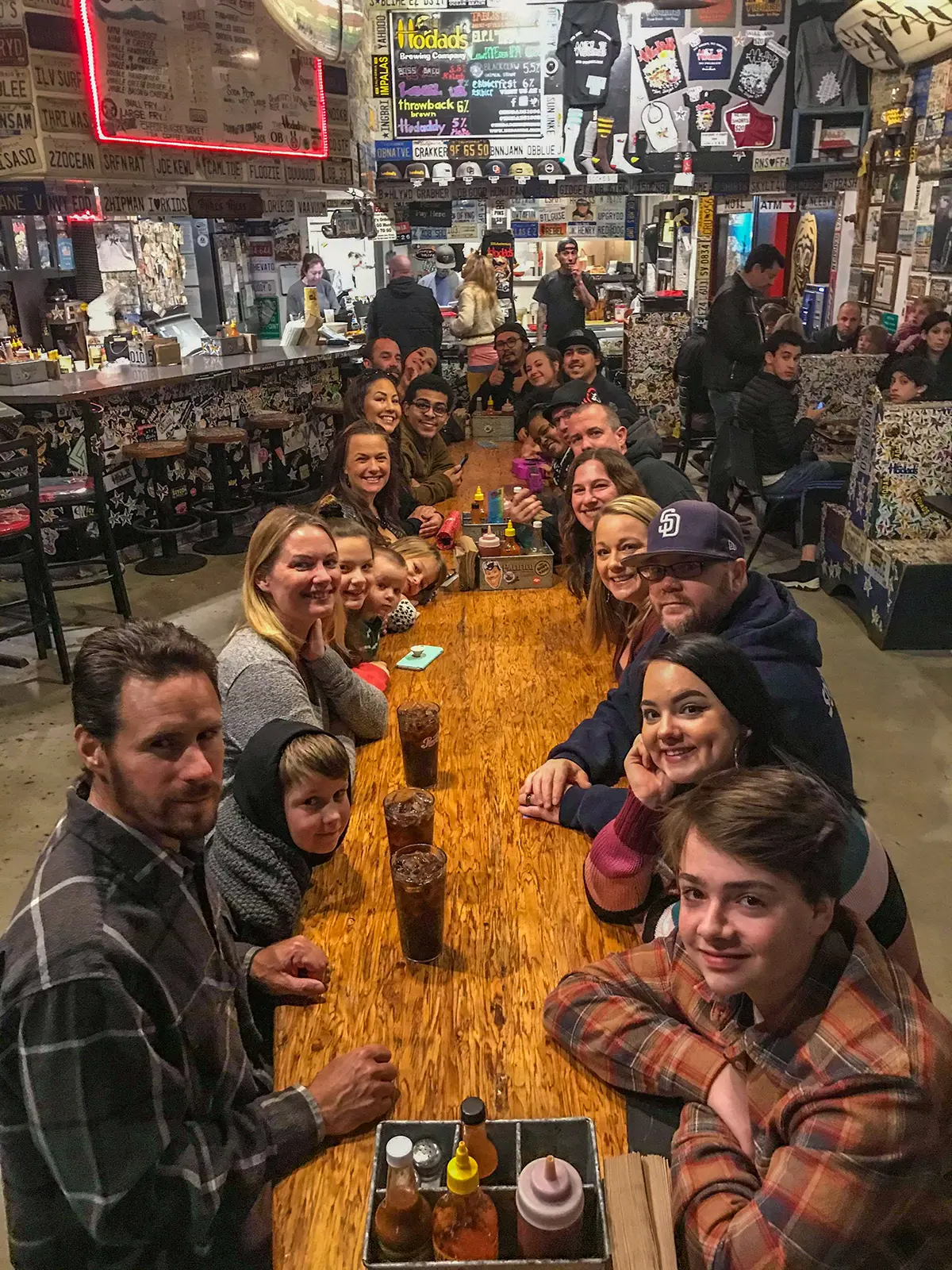 Group of friends and family at Hodad's Ocean Beach