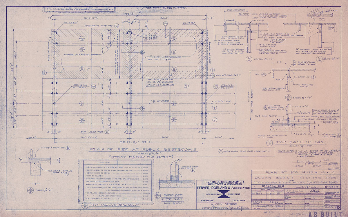 Ocean Beach Fishing Pier Blue Prints Base Detail Plan