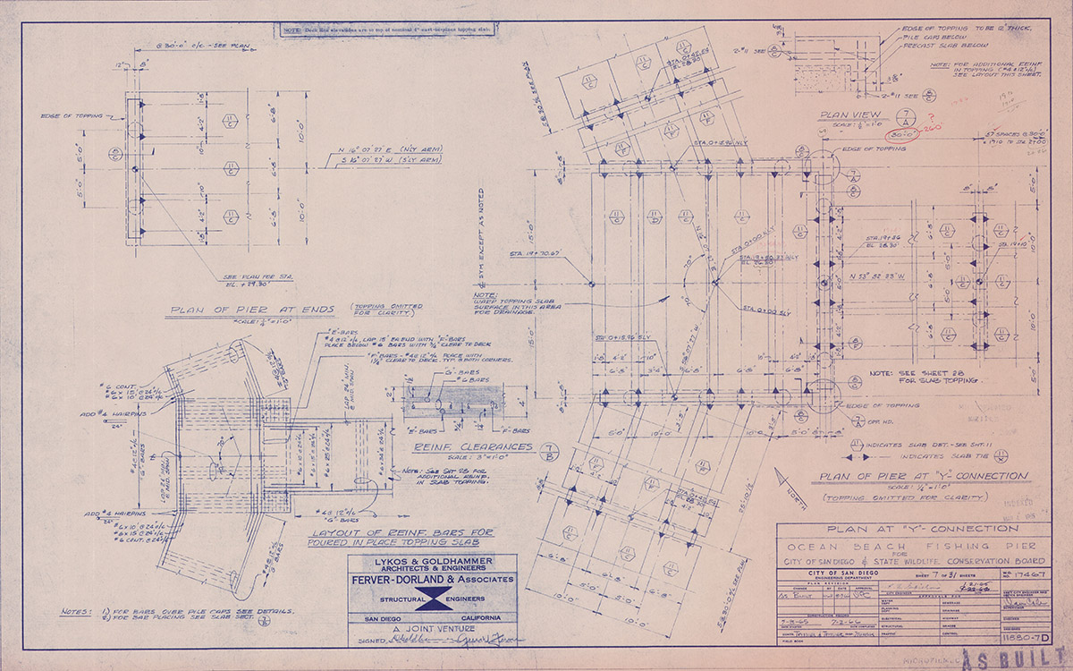 Ocean Beach Fishing Pier Blue PRints Plan at Y Connection