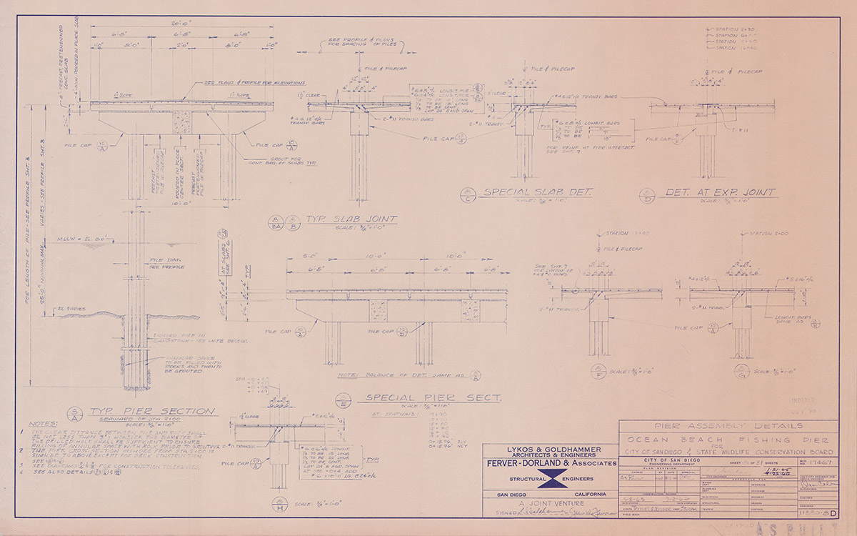 Ocean Beach Fishing Pier Blue Prints Assembly Details