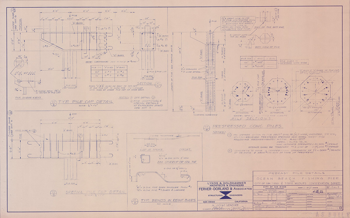 Ocean Beach Fishing Pier Blue Prints Precast Pile Details