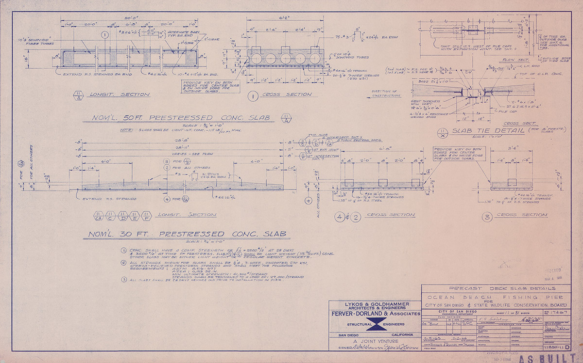 Ocean Beach Fishing Pier Blue Prints Precast Deck Slab Details