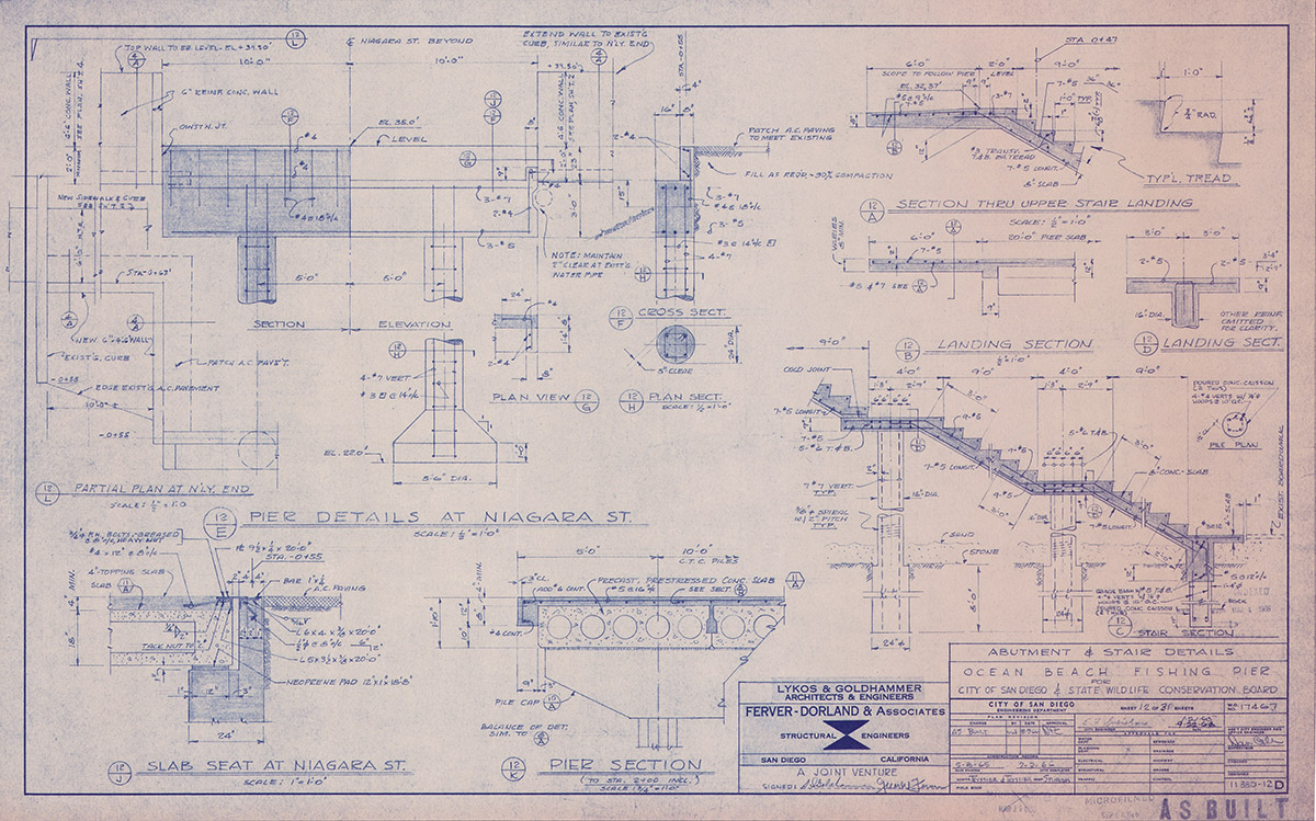 Ocean Beach Fishing Pier Blue Prints Abutment & Stair Details