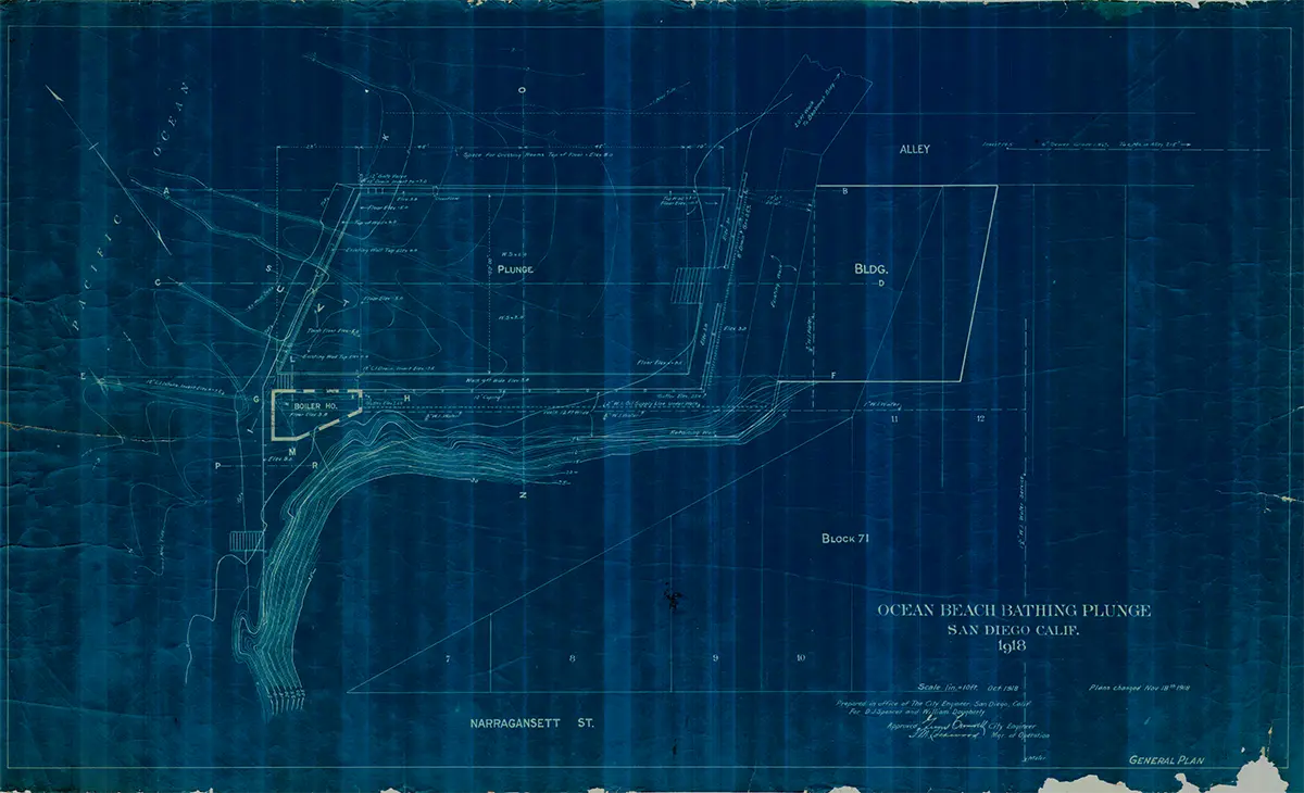 Ocean Beach Bathing Plung, San Diego, Calif 1918 - General Plan Pg 1