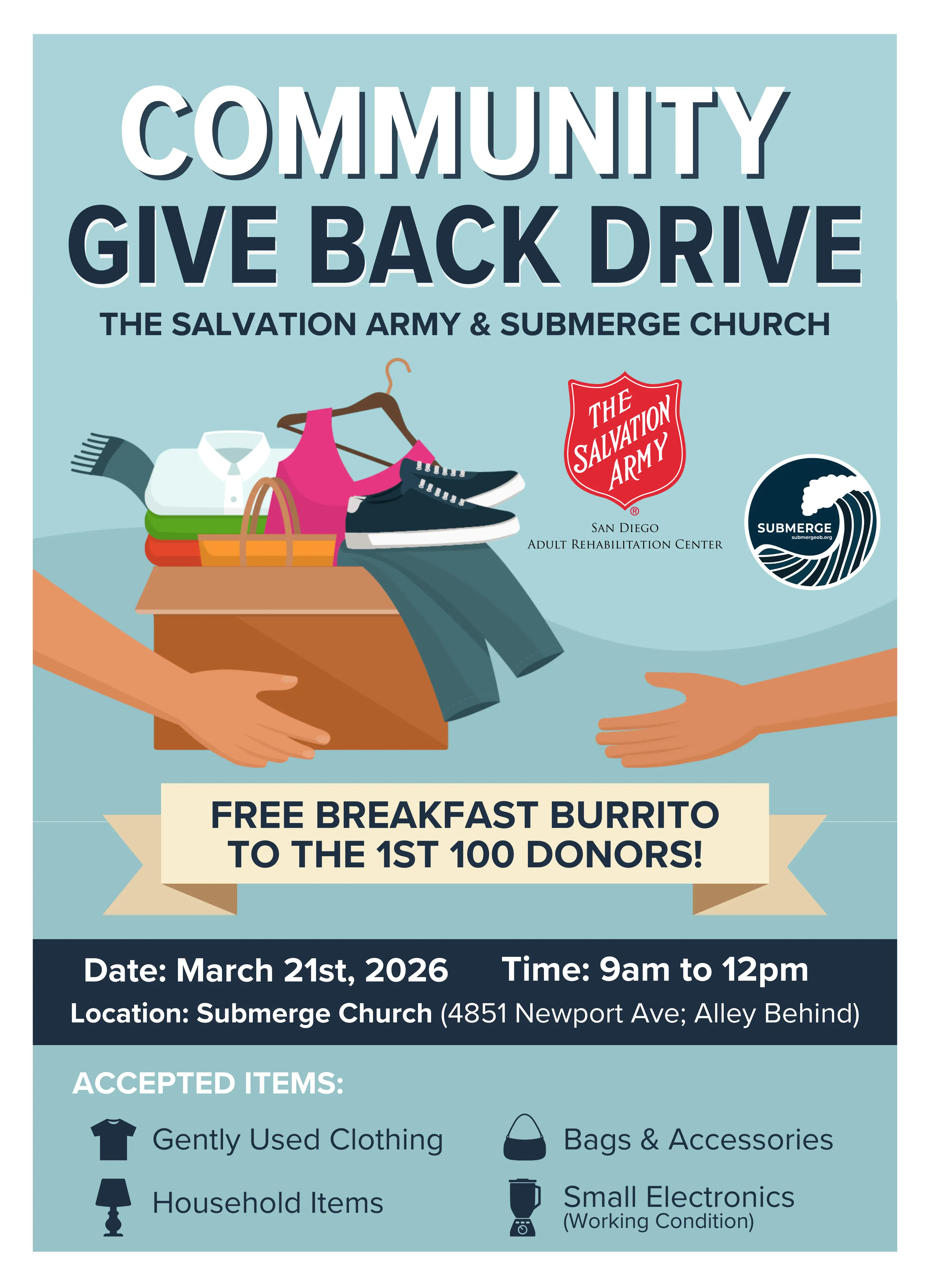Flier for community give back drive by salvation army Salvation Army Give Back Drive Flier