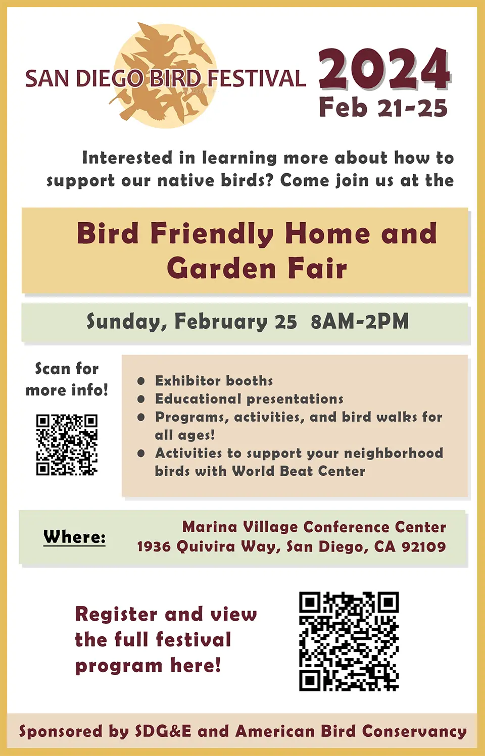 San Diego Bird Festival 2024 Event Flyer