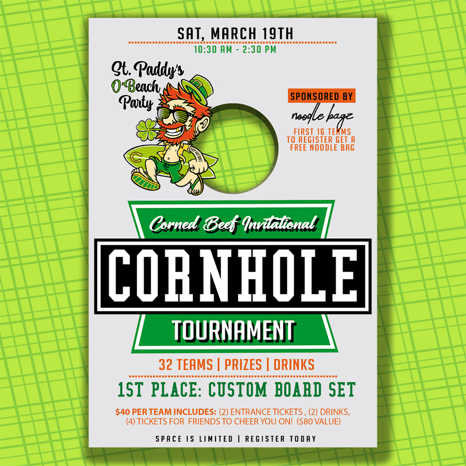 Seeking OBMA Businesses to represent teams in the upcoming  Corned Beef Invitational Cornhole Tournament!