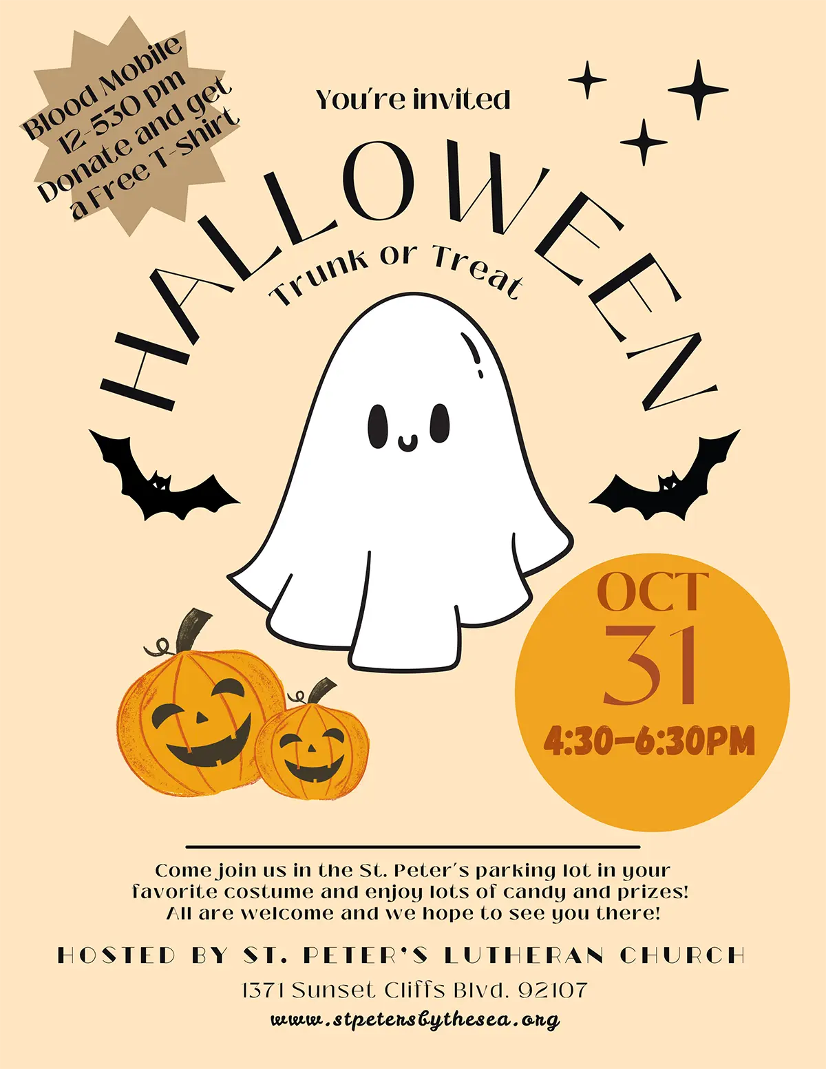 Trunk or Treat October 31, 2025 at St Peter's Church