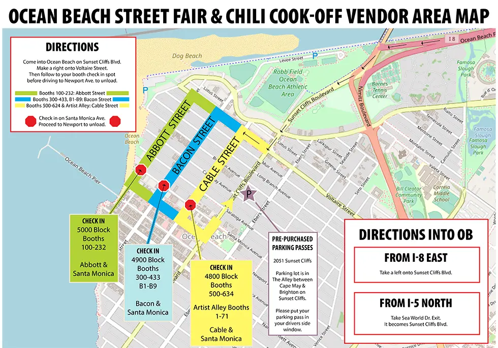 Ocean Beach Street Fair & Chili Cook-Off Artists Alley Check-In Map