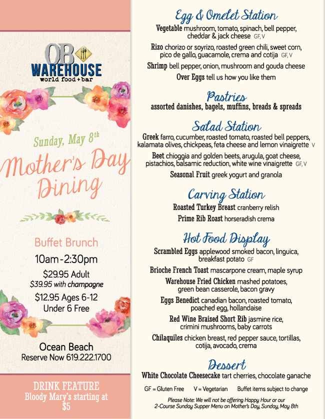 Mother's Day Buffet at OB Warehouse