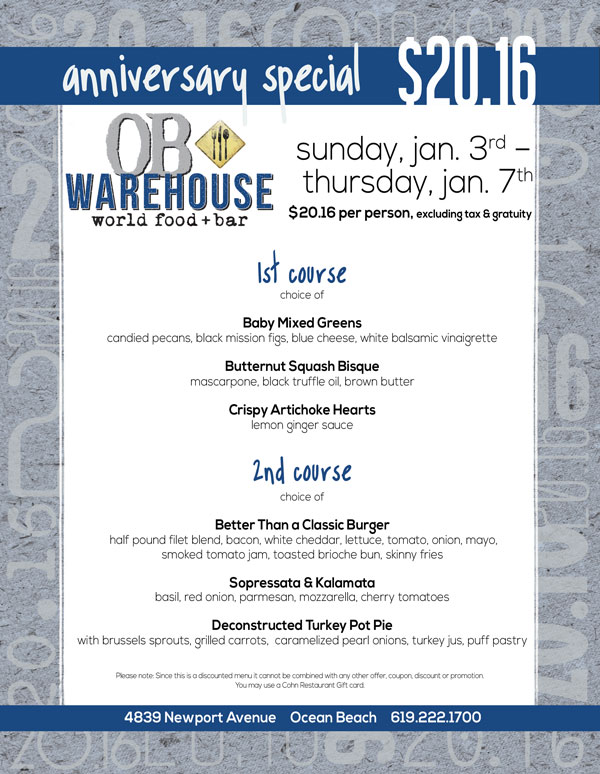 Anniversary Specials at OB Warehouse