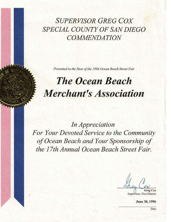 OB Mainstreet Association Award