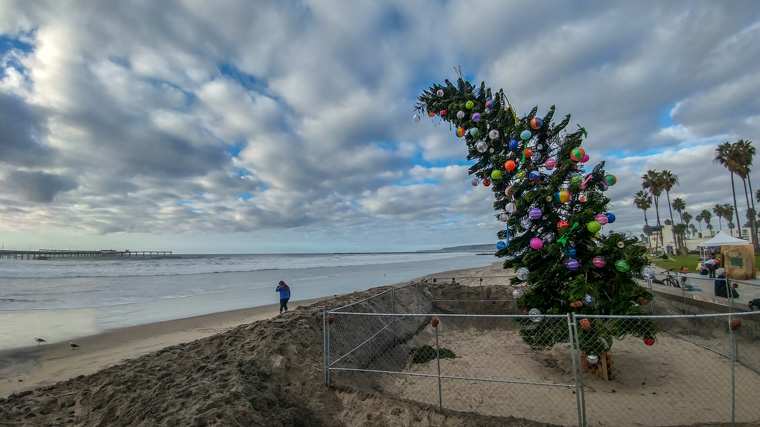 Looking North at the Ocean Beach Christmas Tree (2018)