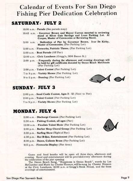 Photo of: OB Pier Opening Weekend Program - July 2-4, 1966
