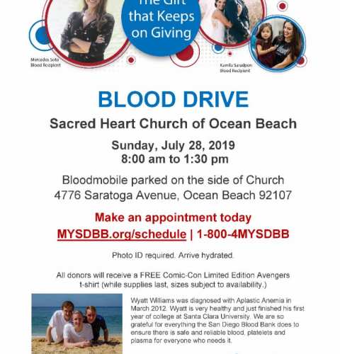 Ocean Beach News Article: Blood Drive at Sacred Heart
