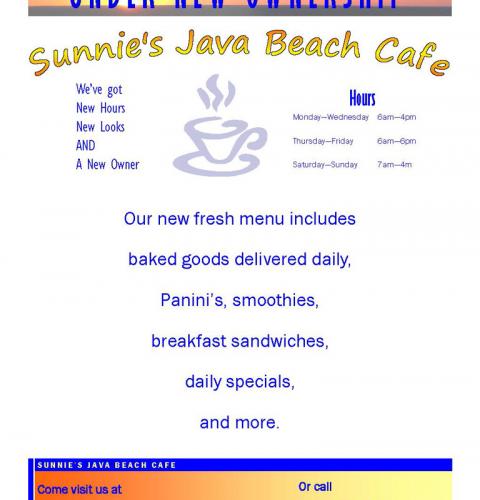 Sunnie's Java Beach Cafe launches new menu!
