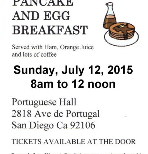 Kiwanis Club of Point Loma Pancake & Egg Breakfast Sunday, July 12, 8am to noon, Portuguese Hall