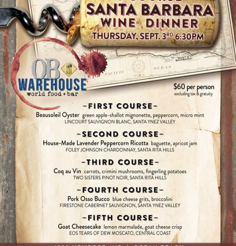 Santa Barbara Wine Dinner at OB Warehouse 