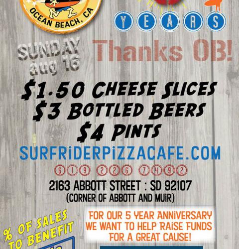 Surf Rider Pizza Cafe 5-Year Anniversary Fundraiser