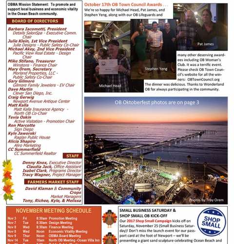 Ocean Beach MainStreet Association Newsletter November 2017