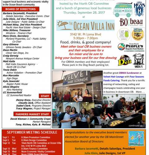 Ocean Beach MainStreet Association Newsletter September 2017