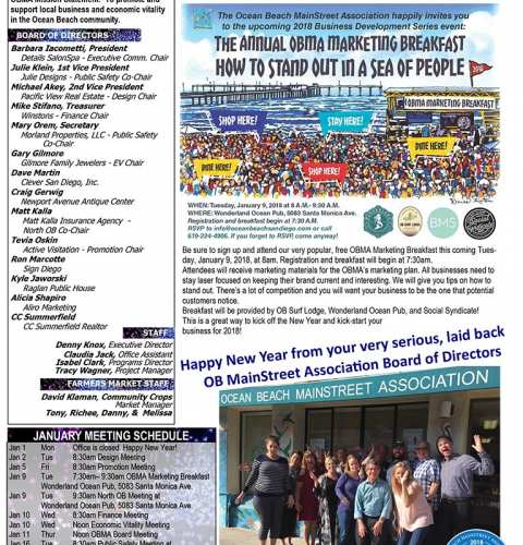 Ocean Beach MainStreet Association Newsletter January 2018
