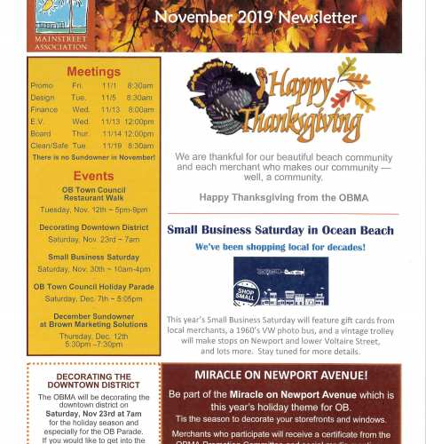 Ocean Beach MainStreet Association Newsletter November 2019