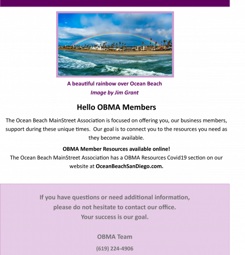 Ocean Beach MainStreet Association Newsletter April 2020