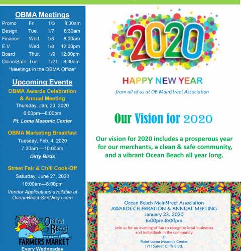 Ocean Beach MainStreet Association Newsletter January 2020 