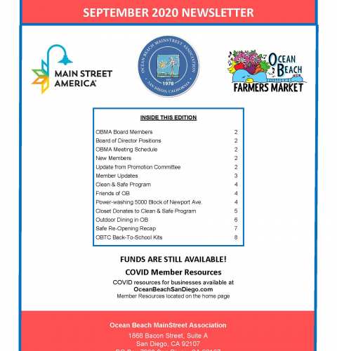 Ocean Beach MainStreet Association Newsletter September 2020