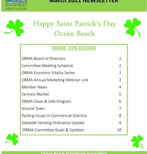 Ocean Beach MainStreet Association Newsletter March 2021