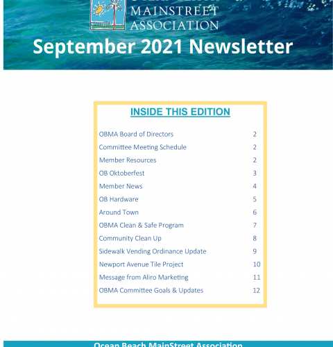 Ocean Beach MainStreet Association Newsletter September 2021