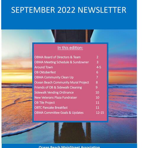 Ocean Beach MainStreet Association Newsletter September 2022