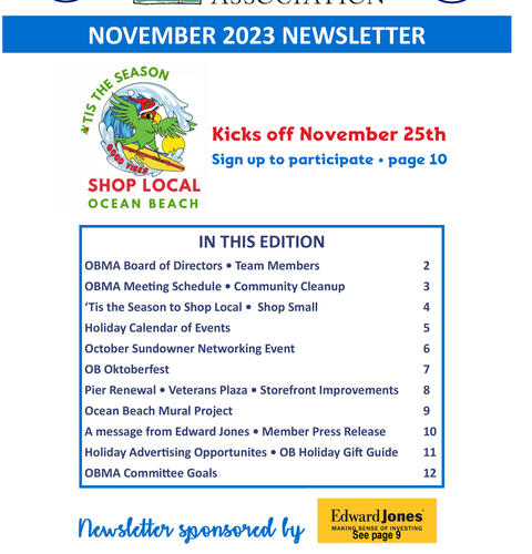 Ocean Beach MainStreet Association Newsletter November 2023