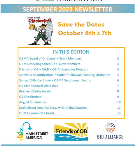 Ocean Beach MainStreet Association Newsletter September 2023 