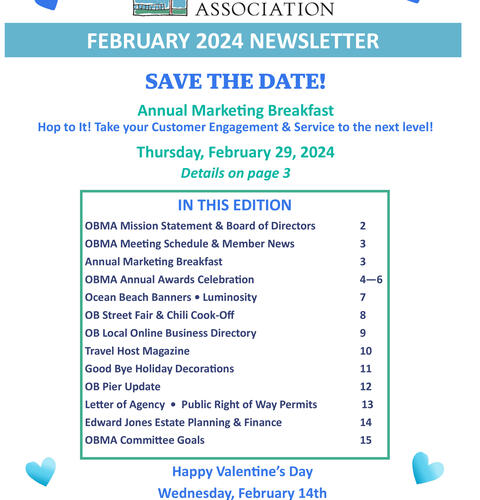 Ocean Beach MainStreet Association Newsletter February 2024