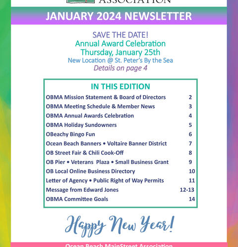 Ocean Beach MainStreet Association Newsletter January 2024