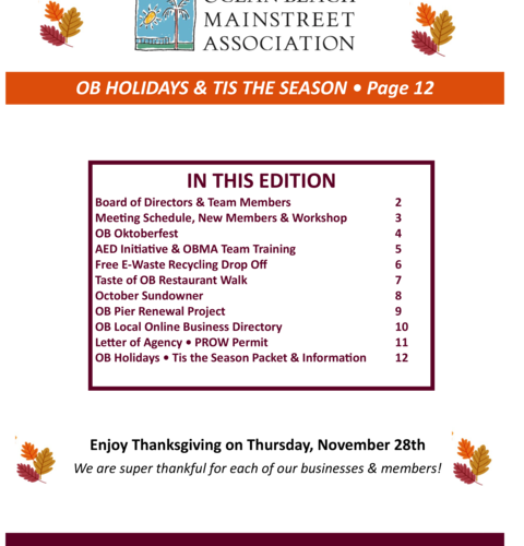 Ocean Beach MainStreet Association Newsletter November 2024