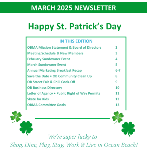 Ocean Beach MainStreet Association Newsletter March 2025