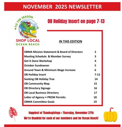 Ocean Beach MainStreet Association Newsletter November 2025