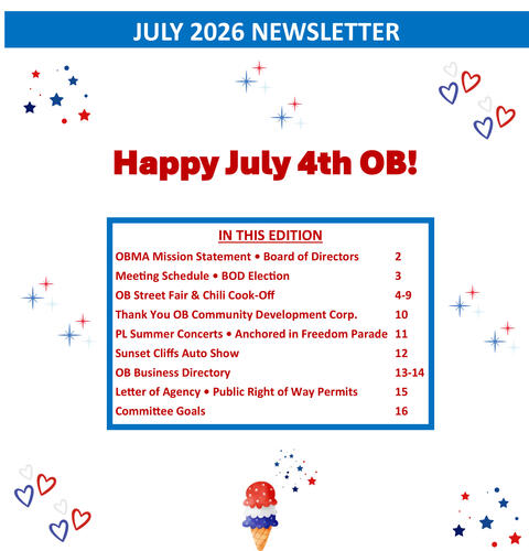 Ocean Beach MainStreet Association Newsletter July 2026