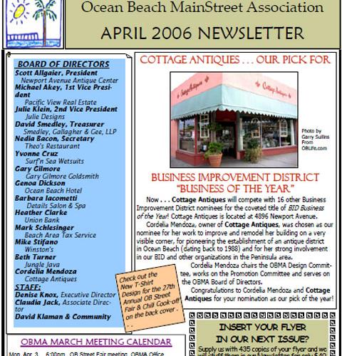 Ocean Beach MainStreet Association Newsletter April 2006