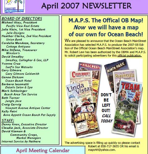 Ocean Beach MainStreet Association Newsletter March 2007