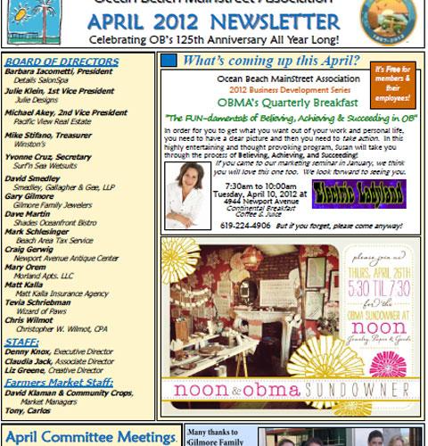 Ocean Beach MainStreet Association Newsletter April 2012