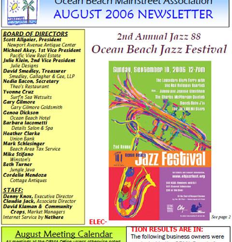 Ocean Beach MainStreet Association Newsletter August 2006