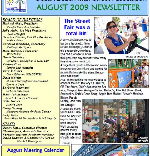 Ocean Beach MainStreet Association Newsletter July 2009