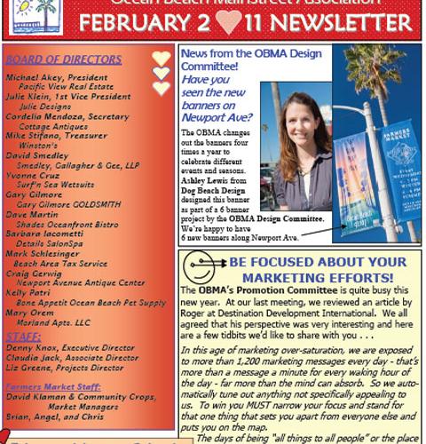 Ocean Beach MainStreet Association Newsletter January 2011